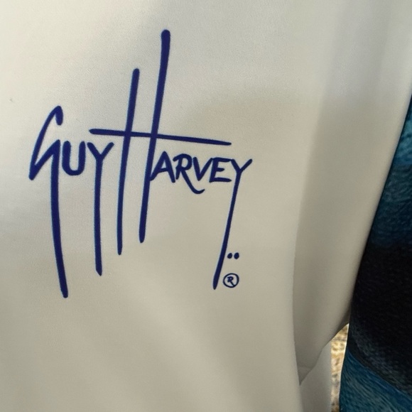 Guy Harvey White and Blue Rash Guard - Picture 3 of 7